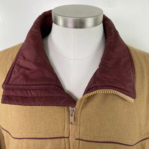 Vintage Anderson-Little Tan w/ Red Trim Coat Large Wool Blend - Picture 8 of 15